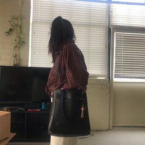 Madewell Black Leather Tote